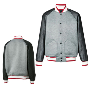 Premium Wool Varsity <b>Jacket</b> Genuine Leather Sleeves Stand Collar Solid Unisex Eco-Friendly Windproof Letterman Bomber Streetwear - Product Image 1