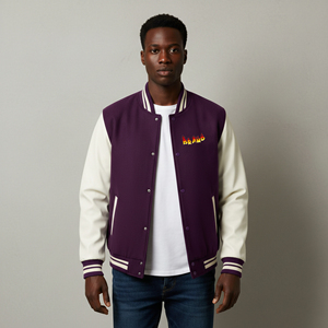 New Arrival High Quality <b>Wool</b> 2 Tone Winter Hooded Varsity Jacket Man Custom Silk Screen Printed Logo Canvas Front High Street - Product Image 1