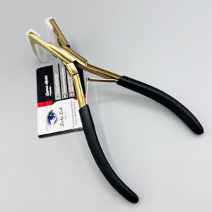 Outils pour extensions de cheveux Lucky Lash, usage commercial, acier inoxydable, poignée noire, finition dorée, installation et retrait de micro-anneaux, perles, extensions de cheveux - Product Image 3