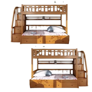 Cama litera de madera maciza de teca ecológica, superventas, con escalera de almacenamiento, diseño personalizable, estilo minimalista, fabricada en Indonesia - Product Image 4