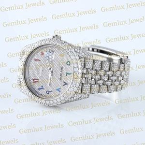 Vente chaude Glacé D VVS Moissanite Diamant Date Automatique En Acier Inoxydable Pass Diamant Testeur Hommes Diamant Montre - Product Image 3