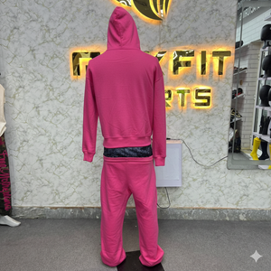 ชุดวอร์มผู้หญิงสีชมพูแบบมีฮู้ด เสื้อแขนยาว กางเกงขายาว พิมพ์ลายตัวอักษร DTG มีเชือกผูกเอว สไตล์ลำลอง สำหรับฤดูใบไม้ร่วง ผ้าฝ้าย 100% - Product Image 2
