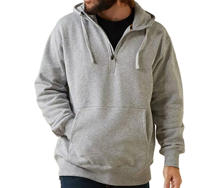 Sweat-shirt à capuche gris pour homme, coupe classique, en molleton, avec poche avant, vêtement décontracté pour l'automne - Product Image 1
