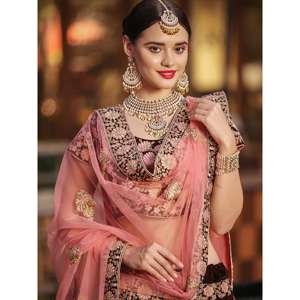 Ropa de boda de color granate excepcional, Lehenga Choli bordado semicosido, cumplimiento Manual de 3000G por Zeel Clothing - Product Image 4