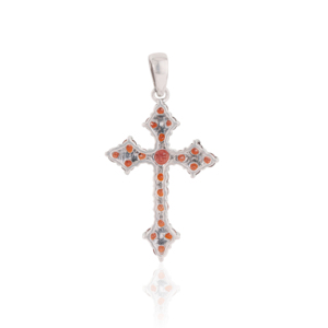 Pendentif croix avec pierres grenats en argent 925 serti griffe, charme religieux chrétien, bijou unisexe - Product Image 6