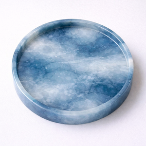 Bandeja Redonda de Resina Azul con Efecto Mármol, de Última Moda y Gran Venta, para Mesa de Comedor, Cocina y Decoración del Hogar - Product Image 1