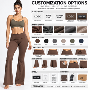 Women High Waist <b>Flared</b> Leg Yoga <b>Leggings</b> Full Length Seamless Solid Color Activewear Pants Spandex Polyester Four-Way Stretch - Product Image 5