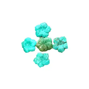 Contas de flor verdes e bule e amarelo turquesa, pedras preciosas esculpidas 8x10mm 10x9mm miçangas soltas