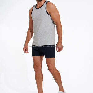 Vêtements de sport pour hommes en gros avec logo personnalisé, débardeurs de course en coton doux et amples avec poche - Product Image 4