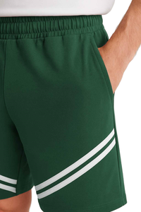 Pantalones Cortos Deportivos de Poliéster para Hombre, Color Verde, con Logotipo Personalizado, Doble Raya Diagonal Blanca, Cintura Elástica, para Entrenamiento Deportivo de Verano - Product Image 6
