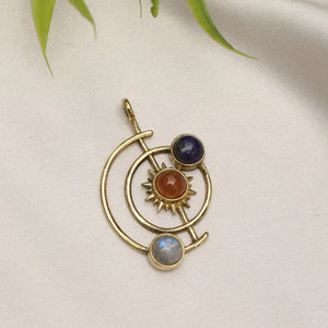 จี้รูปดาวเคราะห์ระบบสุริยะ สร้อยคอทังสเตนประดับอัญมณีหลากหลายดวง พระอาทิตย์ พระจันทร์ ดวงดาว งานแฮนด์เมดสุดหรู สำหรับงานแต่งงาน โหราศาสตร์ - Product Image 1