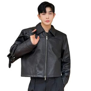 Factory-Made Custom Korean Fashion Turn-Down Collar Zipper Men's <b>Short</b> Coats New Spring Trendy Real Full Grain Sheep Skin - Product Image 1