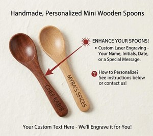 Eco-Friendly Acacia Wood <b>Measuring</b> <b>Spoons</b> & Coffee Scoop with Custom Engraved Modern Handle for Seasoning Dry Goods - Product Image 2