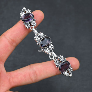 Handmade Womens <b>Bracelet</b> Natural Amethyst <b>Gemstone</b> Birthstone Christmas Engagement Handmade Jewelry 925 Sterling Silver <b>Bracelet</b> - Product Image 2