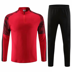 Vêtement de sport unisexe rouge et noir, respirant, à manches longues, col à capuche, séchage rapide, coupe ample, 100% coton, pour l'automne - Product Image 3