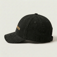Casquette de baseball personnalisée à 6 panneaux en velours côtelé, broderie 3D en relief, ajustement réglable, style sportif vintage décontracté, en coton structuré, OEM, marque privée