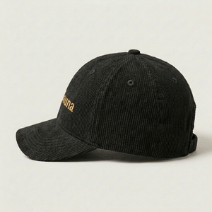 Casquette de baseball personnalisée en velours côtelé à 6 panneaux, broderie 3D en relief, ajustement réglable, décontractée, structurée, en coton, OEM, marque privée, couvre-chef - Product Image 5