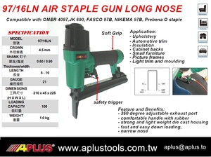Aplus 71/16LN-S, corona de 9,1mm, 3-16mm de longitud, corto 3mm, pistola de grapas de aire de doble gatillo de nariz larga de 50mm - Product Image 2