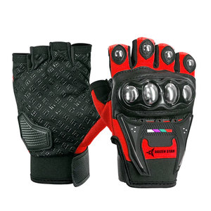ถุงมือ Daizen Star Tactical แบบครึ่งนิ้ว สีแดงดำ ทำจาก PU ทนทาน ยาวถึงข้อมือ สำหรับเล่นกีฬา - Product Image 1
