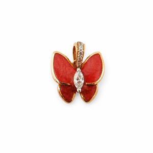 Rose Gold Butterfly Necklace <b>Earrings</b> Set for Women <b>Red</b> Stone Marquise Cut Claw Setting Trendy High Polish Party Wedding Jewelry - Product Image 3