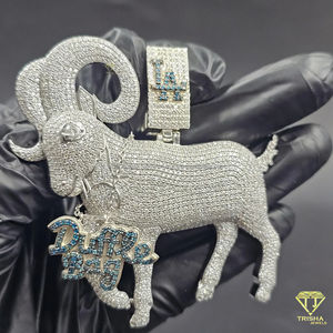 Pendentif Chèvre Personnalisé Haut de Gamme en Argent Sterling 925 avec Diamants de Laboratoire VVS, Bijoux en Gros - Product Image 5