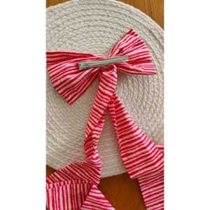 Pinza para el pelo con lazo de rayas rosas, accesorio elegante para el cabello para mujer, para sombreros tipo pescador - Product Image 2
