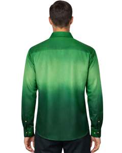 Chemise Formelle Homme Vert Émeraude Ombré en Coton Premium à Manches Longues Boutonnée Style Smart Casual Fabrication Personnalisée Fournisseur OEM - Product Image 2