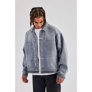 Nouvelle veste en jean délavé pour homme, couleur unie, confortable, décontractée et oversize pour l'hiver - Product Image 5