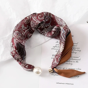 New Pearl Buckle Silk <b>Scarf</b> Printed Thin <b>Neck</b> <b>Scarf</b> Soft Lightweight Neckerchief Women - Product Image 4