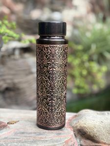 กระติกน้ำทองแดงโบราณ ลายคลื่นแบบตะวันออก พร้อมฝาปิด พกพาสะดวก - Product Image 5