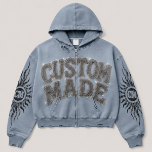 Sweat à capuche zippé en coton filé pour homme avec logo personnalisé, prêt à la vente, qualité de marque tendance - Product Image 4