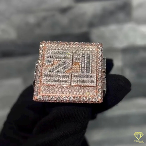 <b>Men</b> Luxury Hip Hop Square <b>Ring</b> Rose Gold Plated Micro Pave Moissanite Diamond Bling Fashion Jewelry Wholesale - Product Image 6
