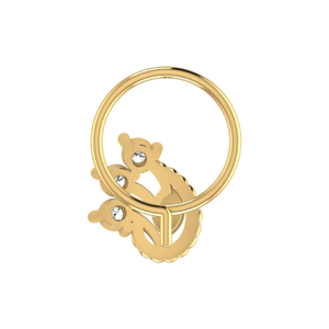 14K <b>Gold</b> Flower Design 0.08ct Round Brilliant Cut Natural Diamond <b>Nose</b> Pin with GIA Certificate - Product Image 5