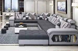 Canapé d'angle de luxe en tissu, moderne et durable, avec coussins moelleux de qualité supérieure pour salon - Product Image 6