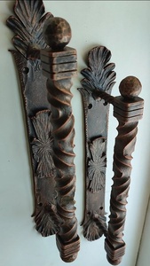 Poignée de porte en fer forgé traditionnelle Iron Nature, finition résistante à la rouille, installation facile, surface embossée à motif de feuille - Product Image 5