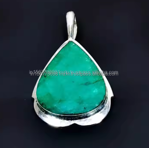 <b>Top</b> Emerald 925 Sterling Silver Faceted Gemstone Jewelry Pendant Handmade Jewelry May Birthstone Pear Shape Gift For <b>Birthday</b> - Product Image 3