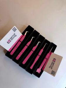 GETUP BROSONS IMPEX Pinces à épiler pour cils en acier inoxydable de précision antistatiques à pointe lisse de 10 mm, rouge, emballage personnalisable - Product Image 1