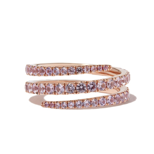 Anillo de Eternidad de Morganita en Oro Rosa para Mujer, Joyería de Boda de Lujo con Corte Brillante Redondo - Product Image 1