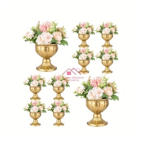 แจกันดอกไม้โลหะสำหรับเช่าโต๊ะอุปกรณ์ตกแต่งงานแต่งงาน - Product Image 1