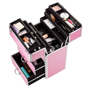 Valigetta per Trucco a 4 Livelli con Scomparti Estensibili, Resistente all'Acqua, Rosa, per Artisti del Makeup - Product Image 1