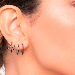 Minimalist <b>Solid</b> 925 Sterling <b>Silver</b> <b>Hoop</b> <b>Earrings</b> Geometric Design For Women's Fashion Jewelry Everyday Wear - Product Image 4