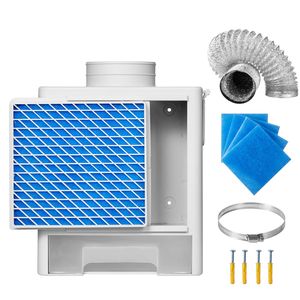 Kit di scarico intelligente per asciugatrice da interno con porta di scarico da 4 pollici, cassetto raccogli acqua in ABS e promemoria di sovratemperatura - Product Image 1