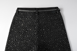 Shorts en jean pour hommes et jeunes garçons, coupe skinny, respirants, avec strass, style cinq poches - Product Image 5