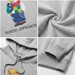 North Approach Men's Hooded Sweatshirt Gray <b>Bear</b> Print Casual Cotton <b>Hoodie</b> Regular Fit Autumn Wear - Product Image 4