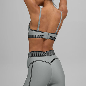 Nuevo Conjunto de Sujetador Deportivo de Yoga y Pilates para Mujer, 2 Piezas, Alta Elasticidad, Transpirable, Ropa Deportiva, Cintura Media, Diseño a Cuadros que Realza la Figura - Product Image 3