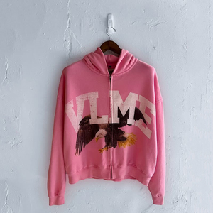 Sweat à capuche d'hiver pour homme, personnalisé OEM, décontracté, sportif, coupe ample, léger, effet vieilli, orné de strass, 100% coton - Product Image 2