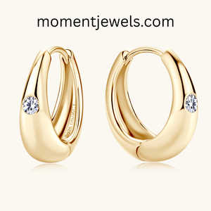 Boucles d'oreilles créoles tendance en argent sterling 925 avec moissanite pour femme, taille brillant rond, bijoux de mariage - Product Image 2