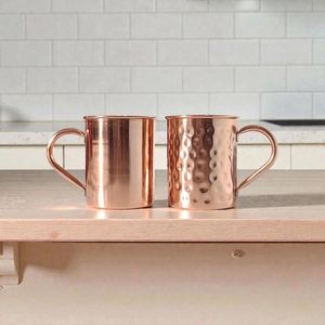 Copper Contemporary Mule Mug Set with Hammered Finish Eco-Friendly Durable Reusable Metal Cups <b>for</b> Party Use - Product Image 2
