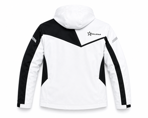 Veste softshell blanche et noire pour homme avec capuche, imperméable, coupe-vent, veste de sport d'hiver pour l'extérieur, vêtements de travail personnalisés - Product Image 2