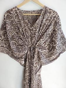 Wholesale 100% Cotton Kaftan Dress Floral Print Long Maxi Summer Casual Handmade Boho Hippie Beach Cover <b>up</b> Kaftan Dress - Product Image 2